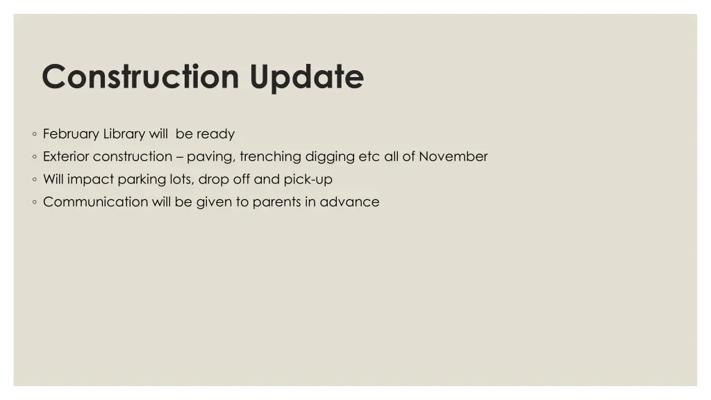 construction update