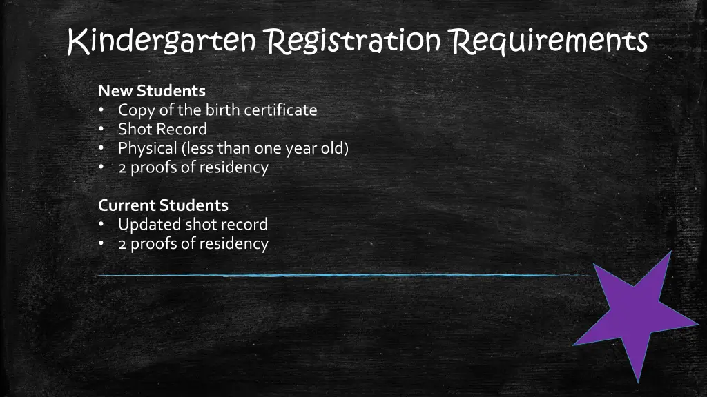 kindergarten registration requirements