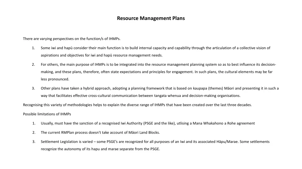 resource management plans