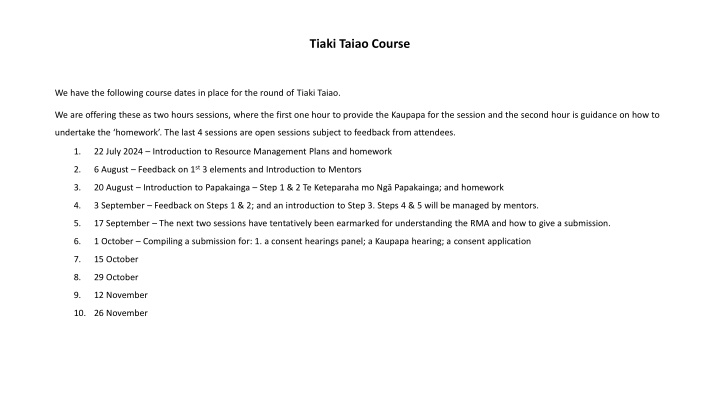 tiaki taiao course