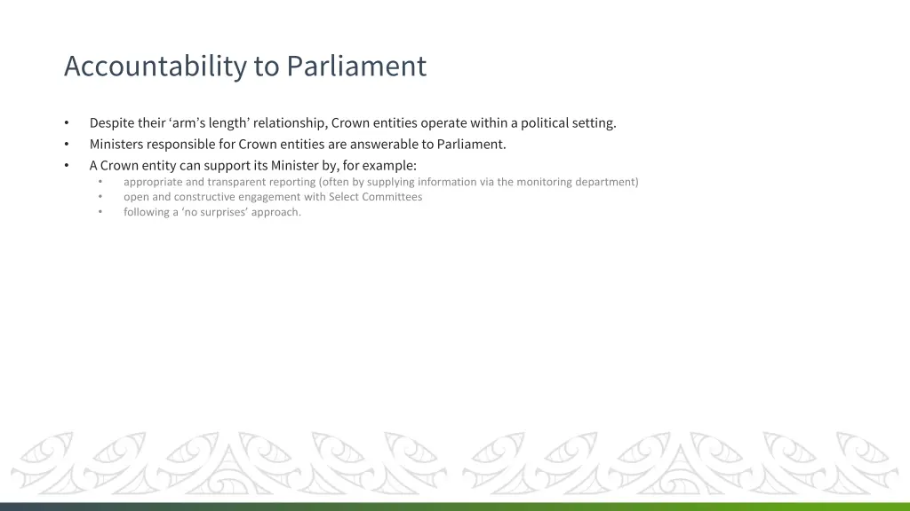 accountability to parliament