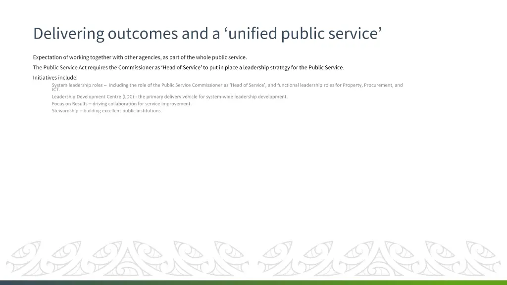 delivering outcomes and a unified public service