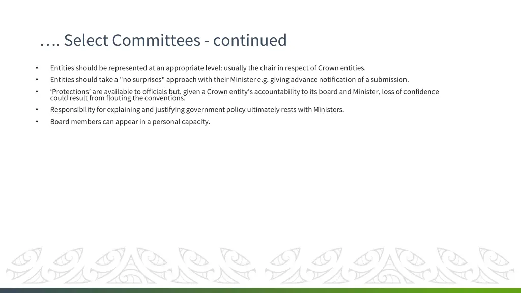 select committees continued