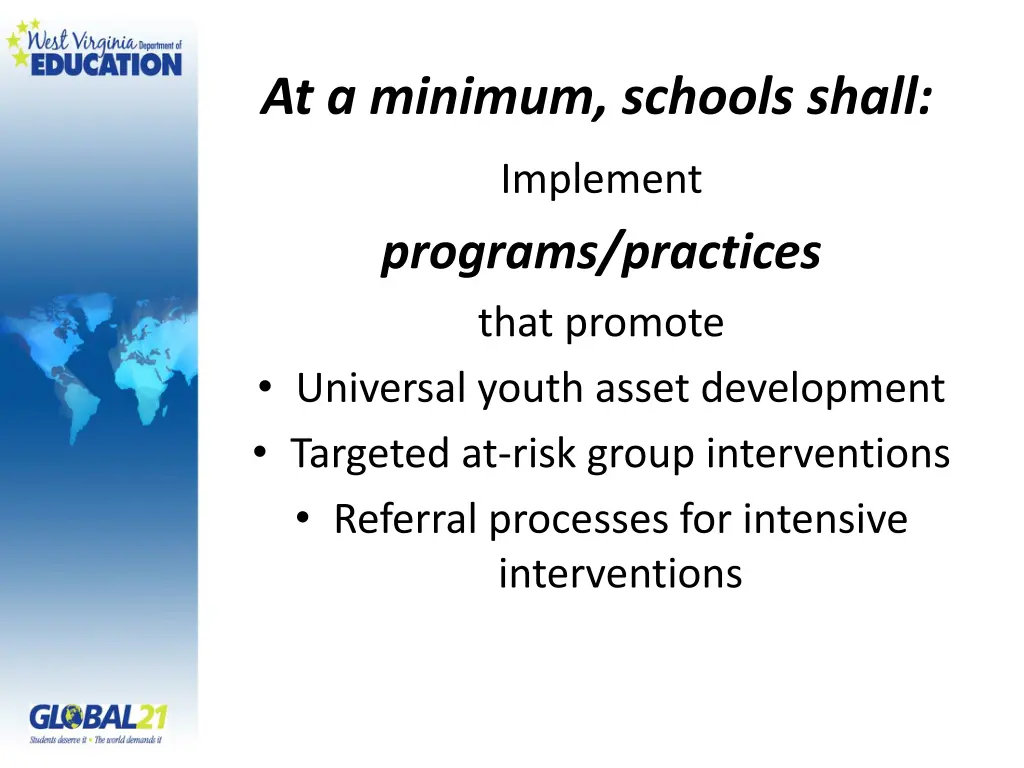 at a minimum schools shall 2