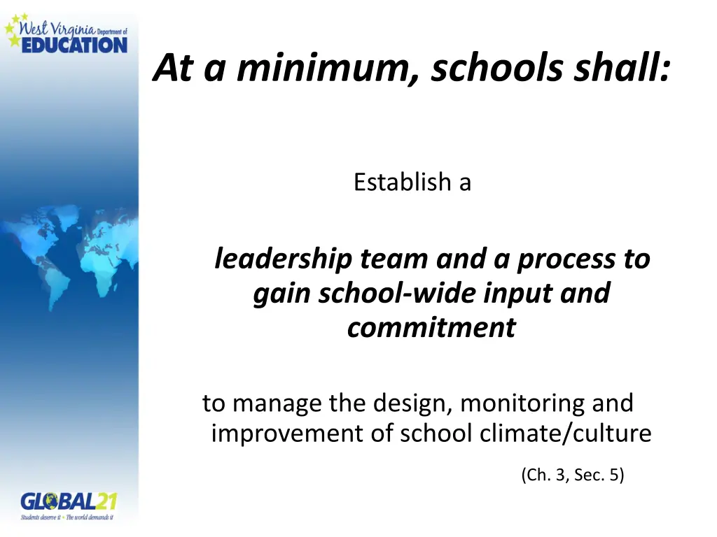at a minimum schools shall
