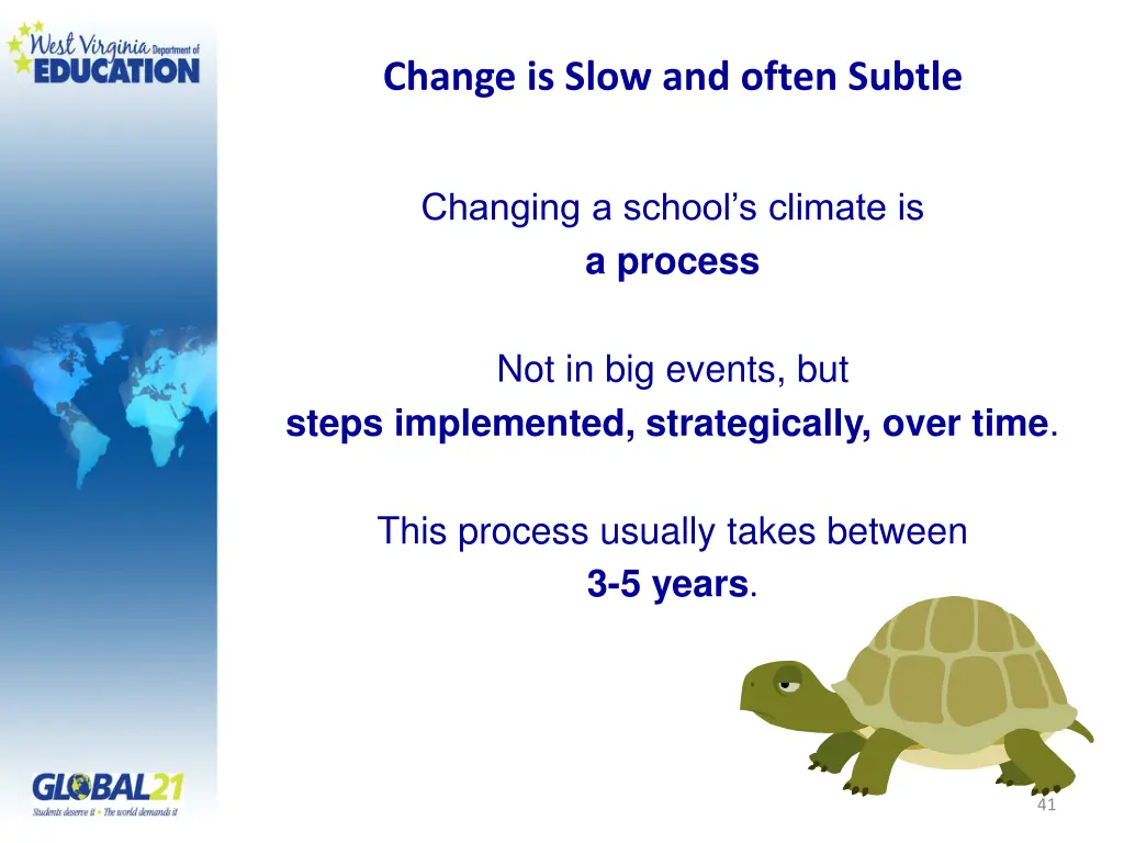 change is slow and often subtle
