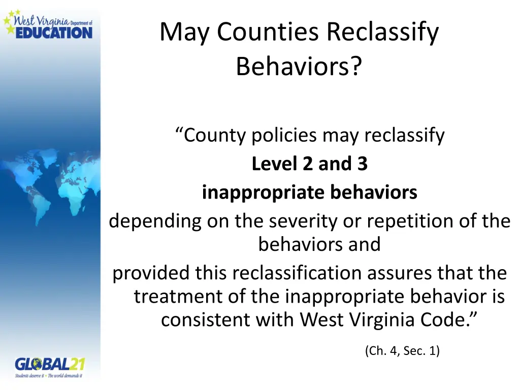 may counties reclassify behaviors