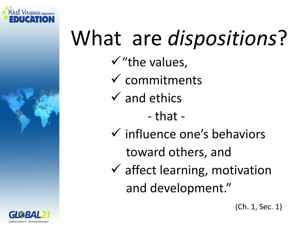 what are dispositions the values commitments