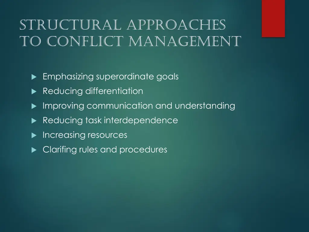 structural approaches to conflict management