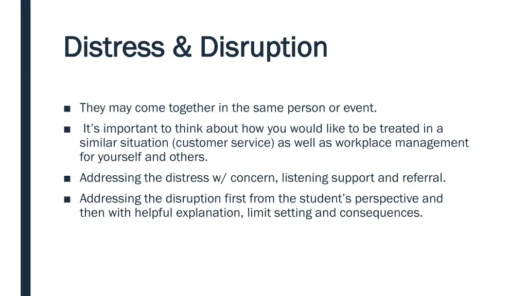 distress disruption distress disruption