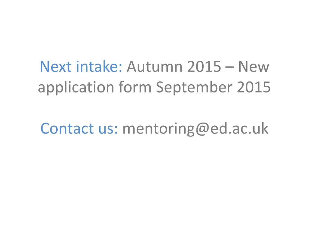 next intake autumn 2015 new application form