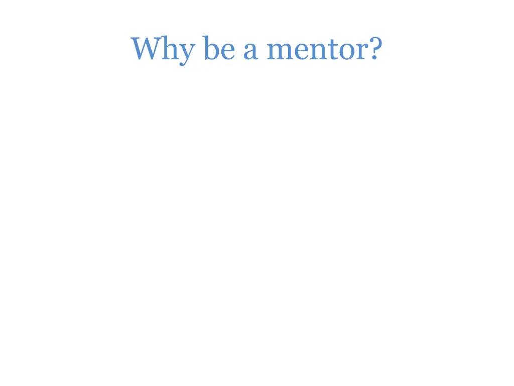 why be a mentor