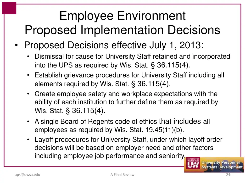 employee environment proposed implementation