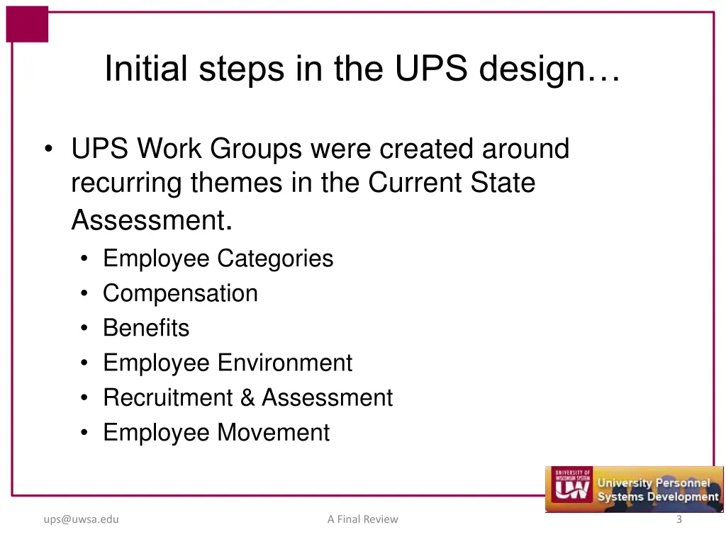 initial steps in the ups design 1