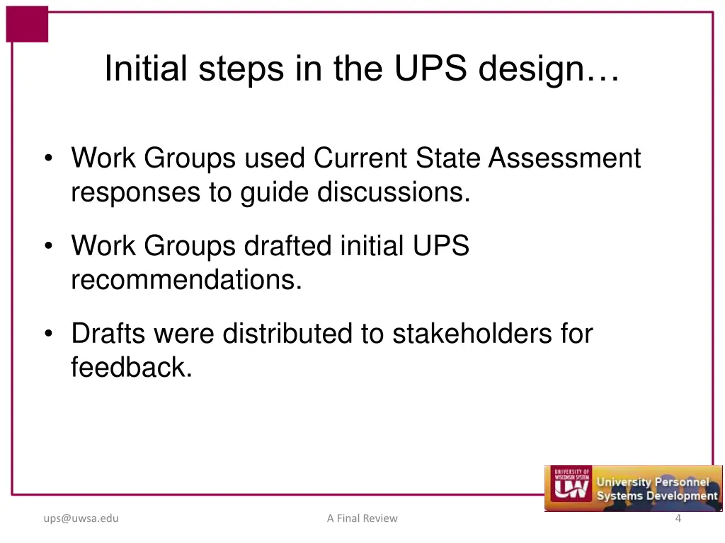 initial steps in the ups design 2