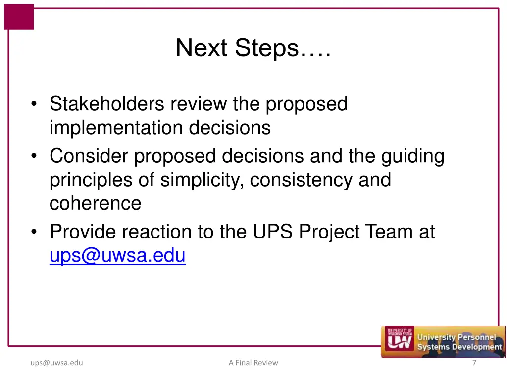 next steps