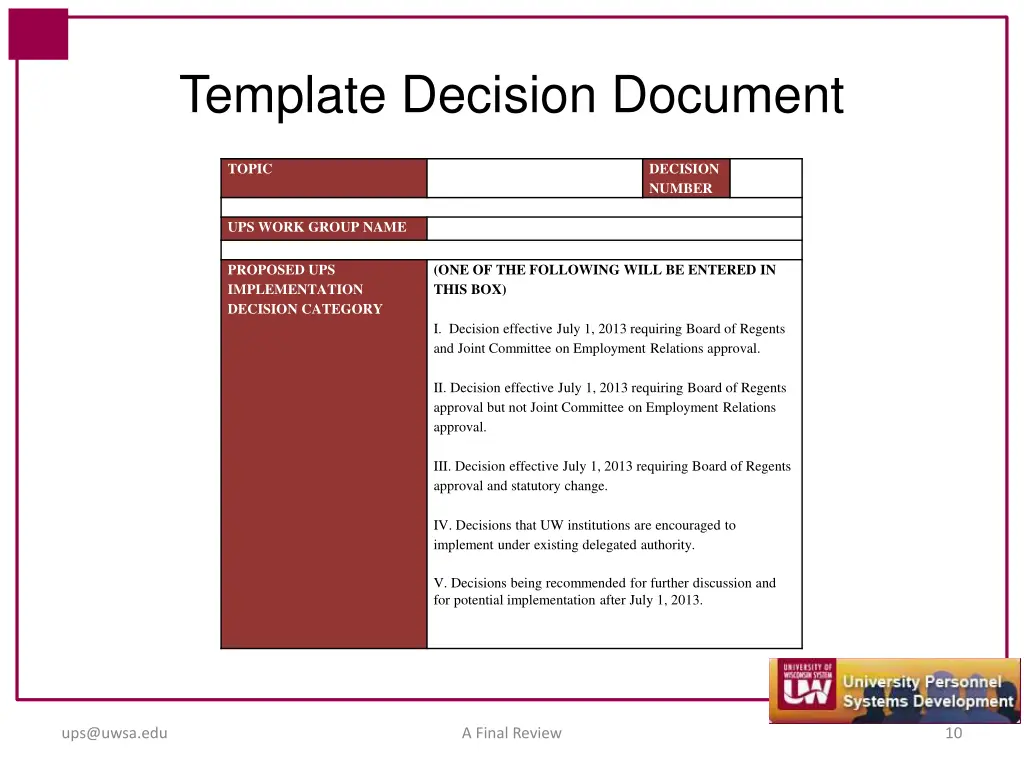 template decision document