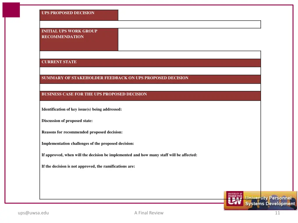 ups proposed decision