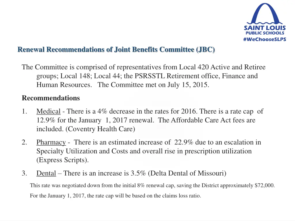 renewal recommendations of joint benefits