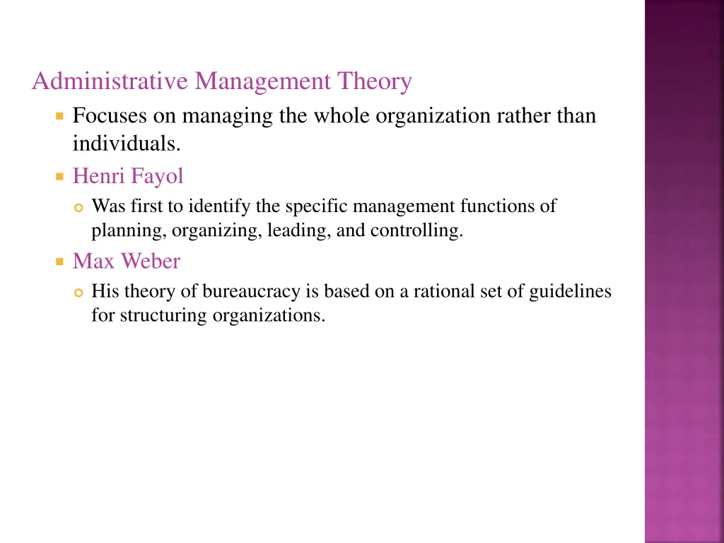 administrative management theory focuses