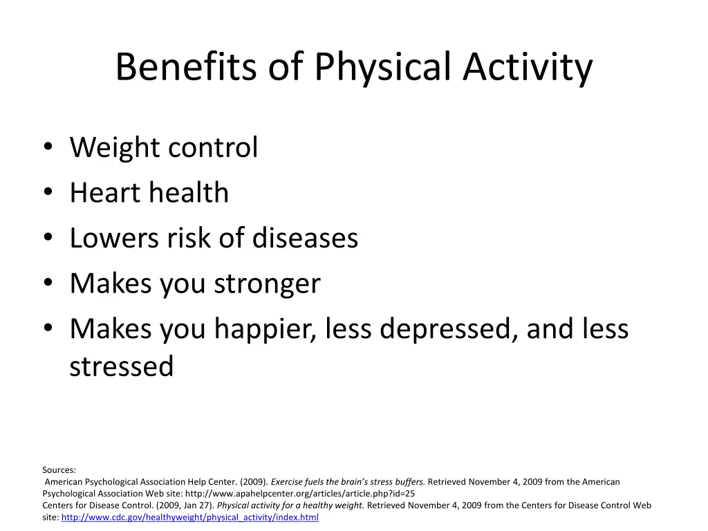 benefits of physical activity