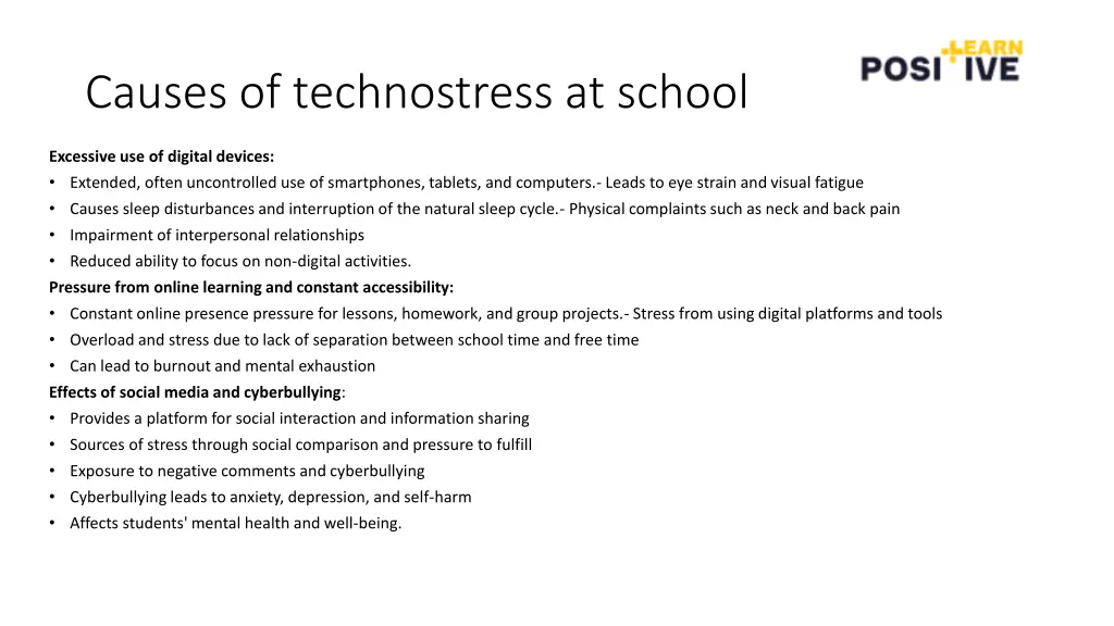 causes of technostress at school