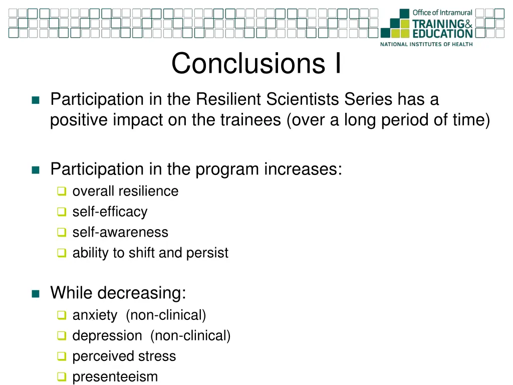 conclusions i