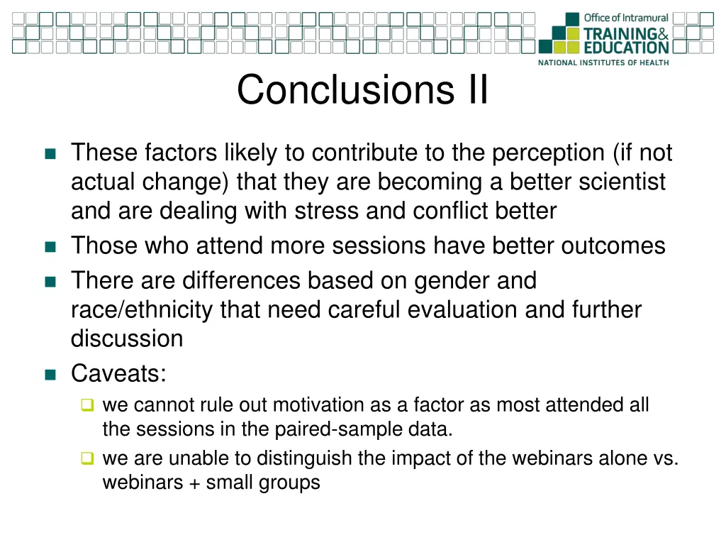 conclusions ii