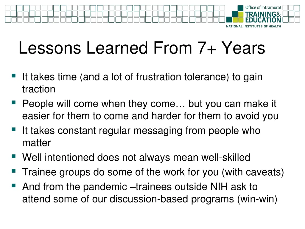 lessons learned from 7 years