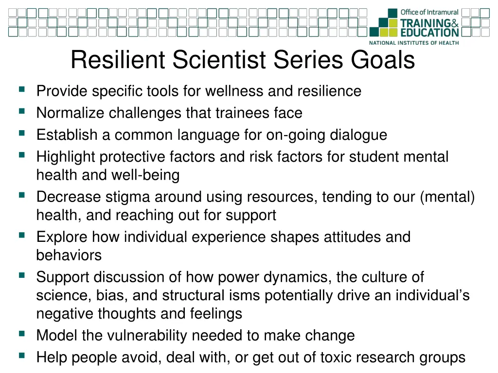 resilient scientist series goals provide specific