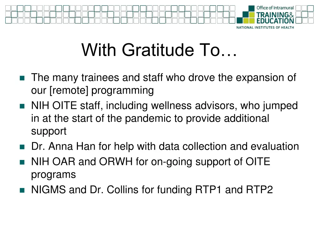 with gratitude to