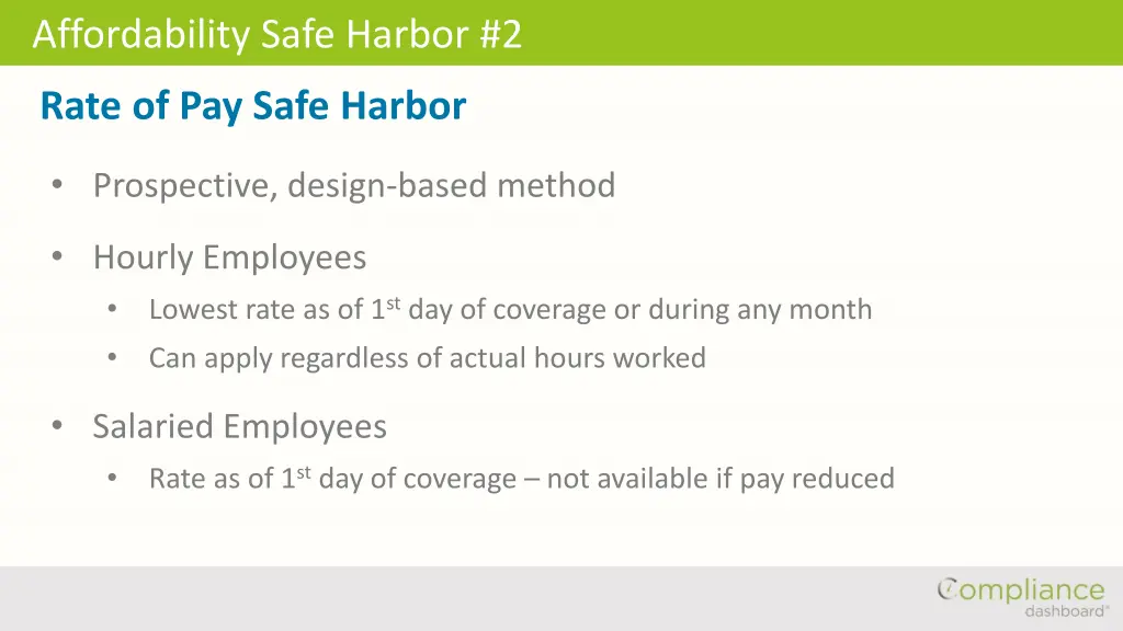 affordability safe harbor 2
