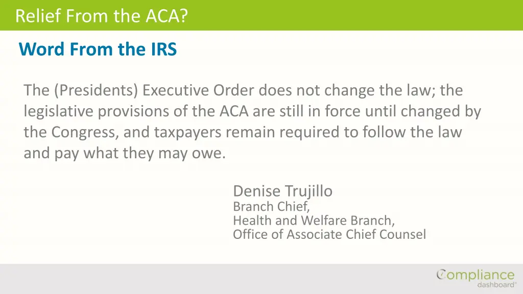 relief from the aca