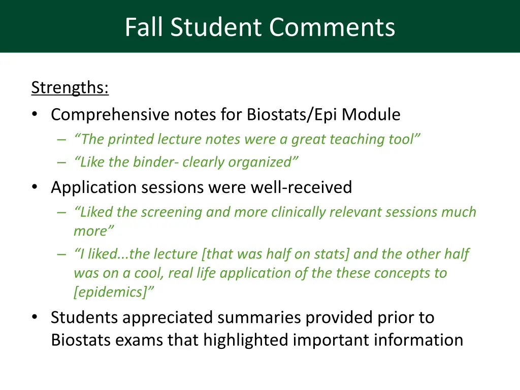 fall student comments