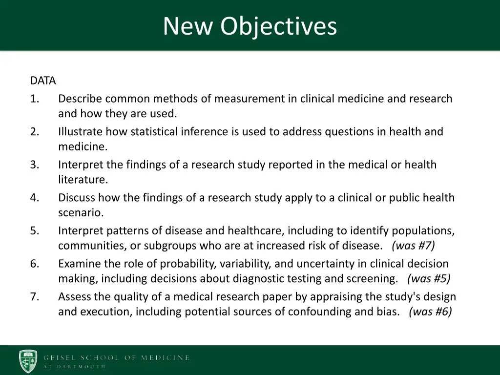 new objectives