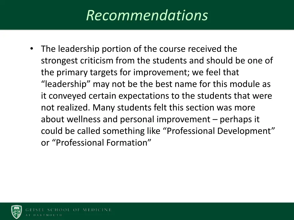recommendations 1
