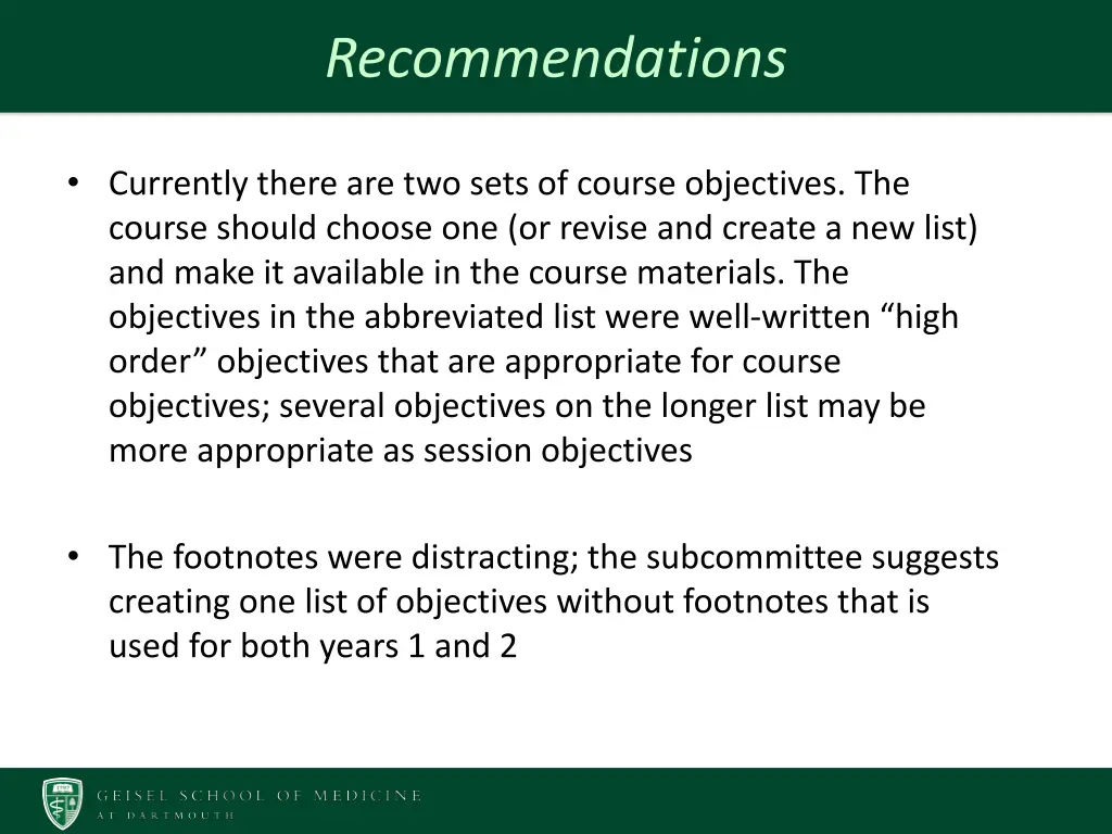 recommendations