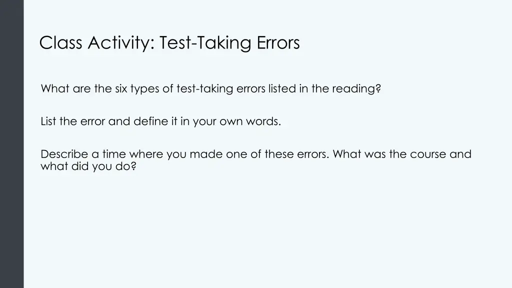 class activity test taking errors