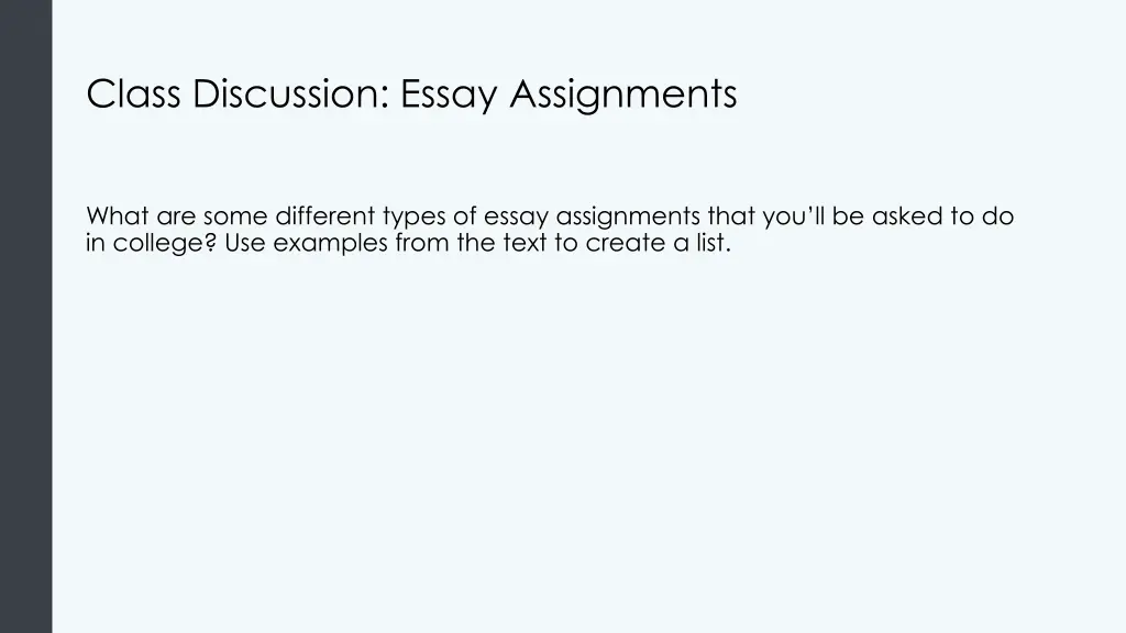 class discussion essay assignments