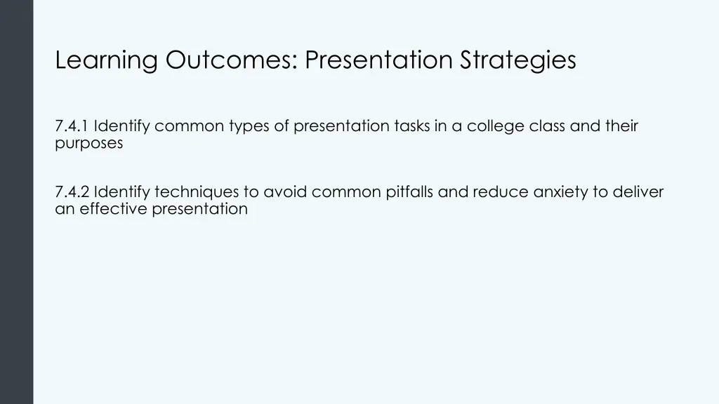 learning outcomes presentation strategies