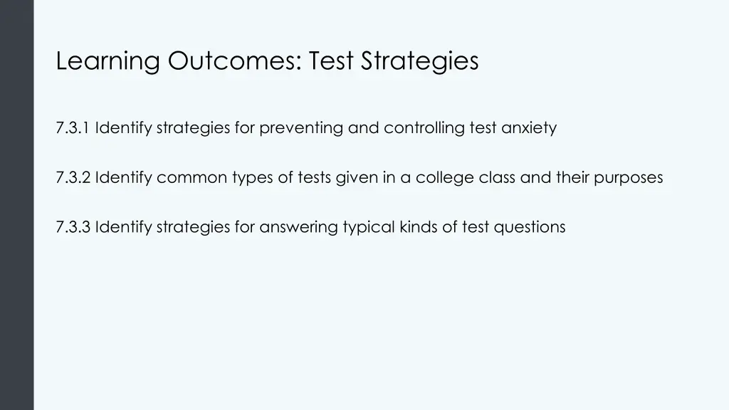 learning outcomes test strategies