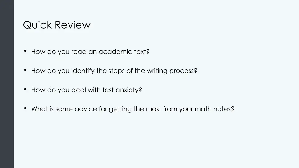 quick review