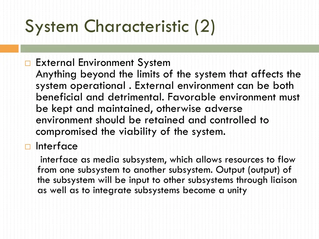 system characteristic 2