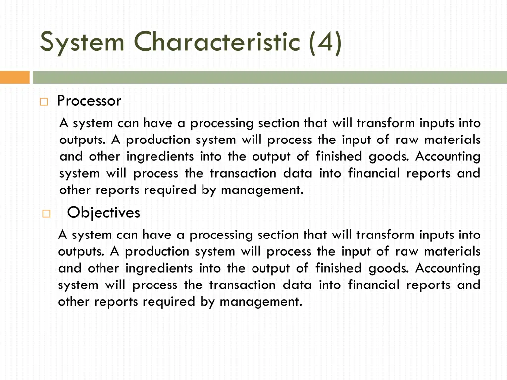 system characteristic 4