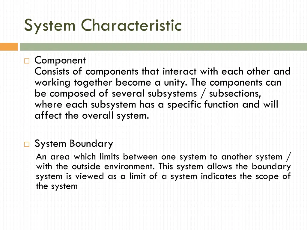 system characteristic