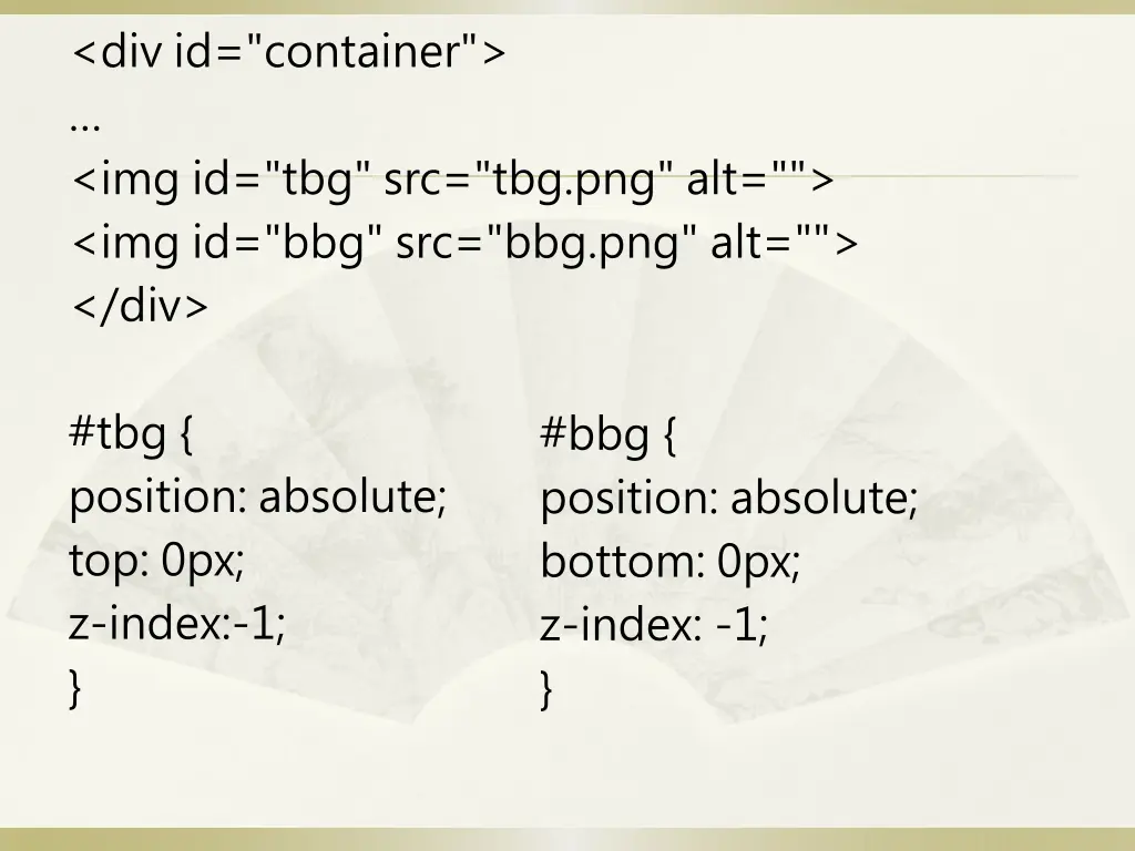 div id container