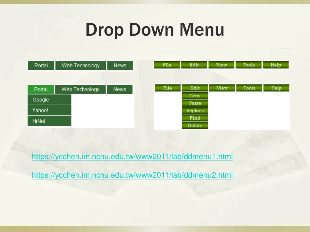 drop down menu