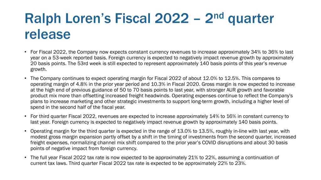 ralph loren s fiscal 2022 2 nd quarter release