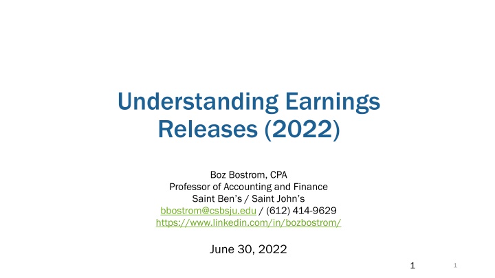 understanding earnings releases 2022