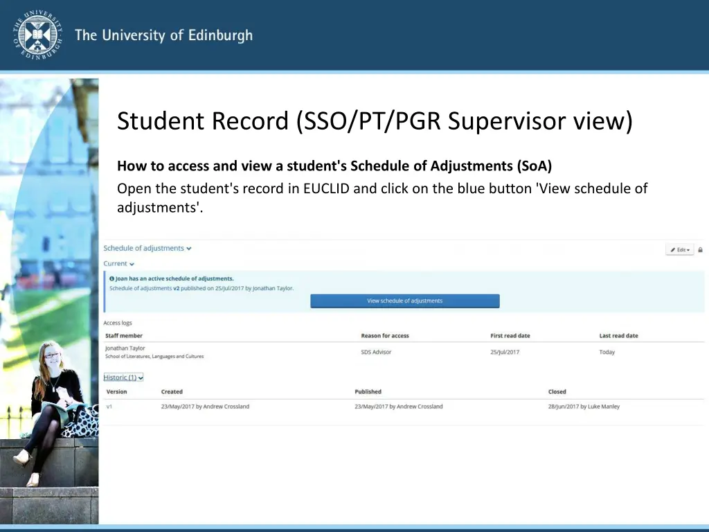 student record sso pt pgr supervisor view